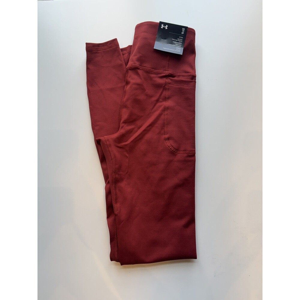 Under Armour High Rise Fitted Full Length Motion Leggings Burgundy XS